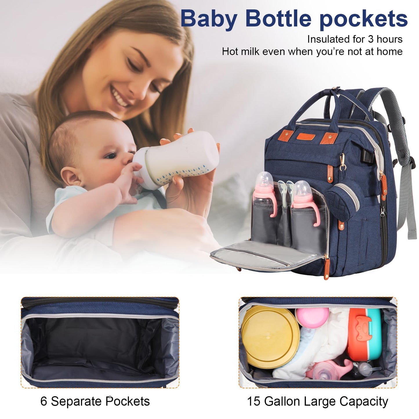 Bolsas de pañales para bebé con estación de cambio