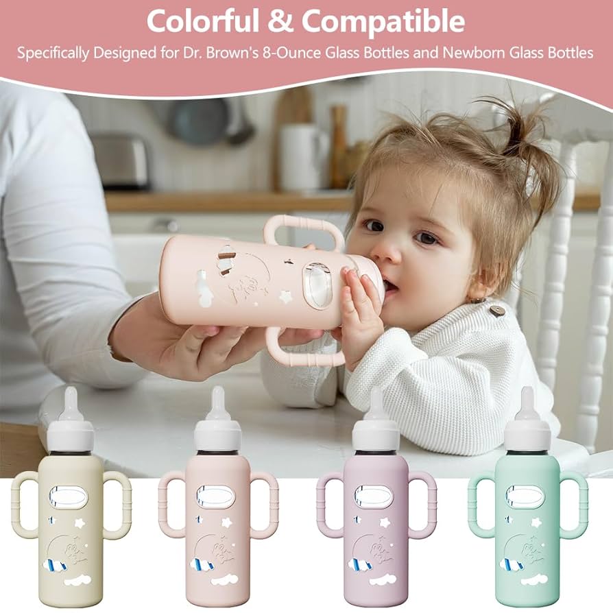 Paquete de 4 fundas de silicona para botellas de vidrio del Dr. Brown's