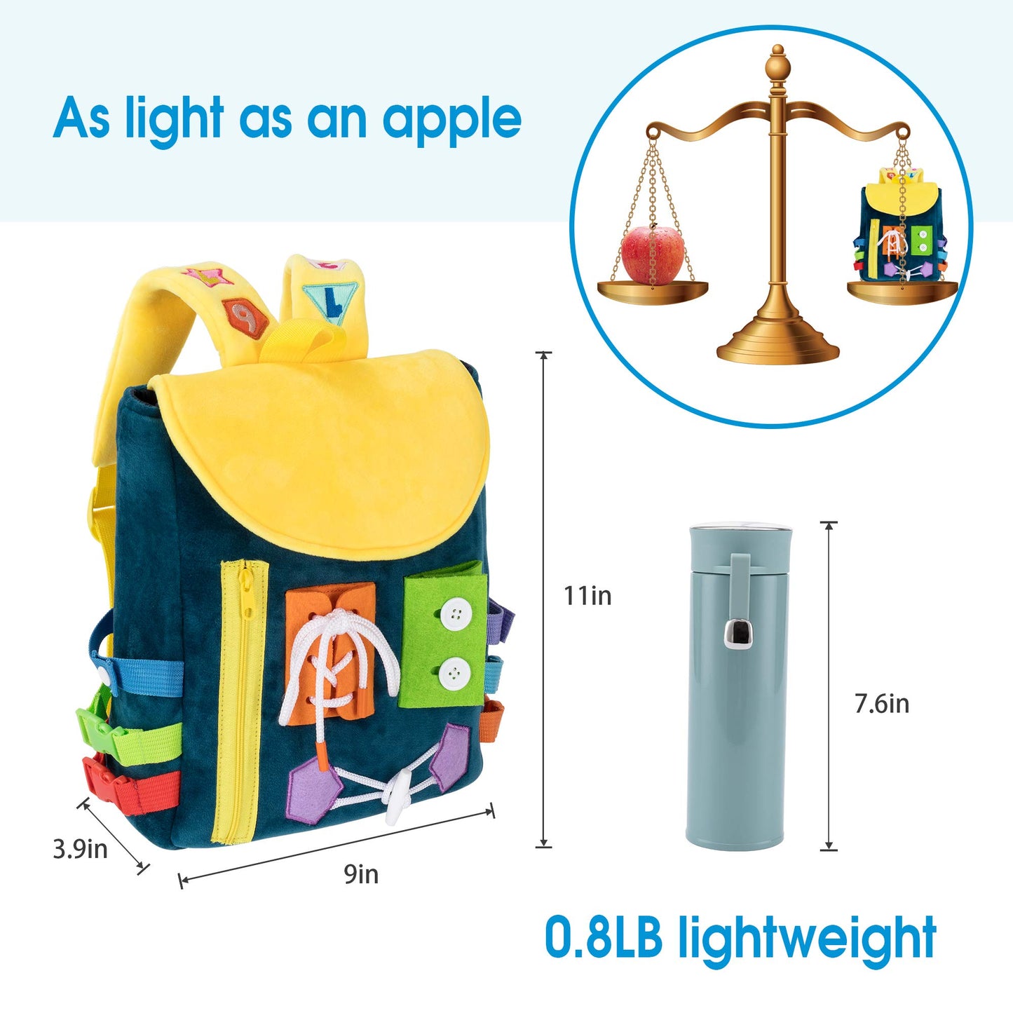 Busy Board - Mochila para niños pequeños