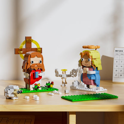 Set de Construcción de Jesús y Virgen María, Compatible con Figuras de Jesús de Lego