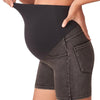 POSHDIVAH Pantalones cortos vaqueros de maternidad para mujer sobre el vientre elásticos, talla L