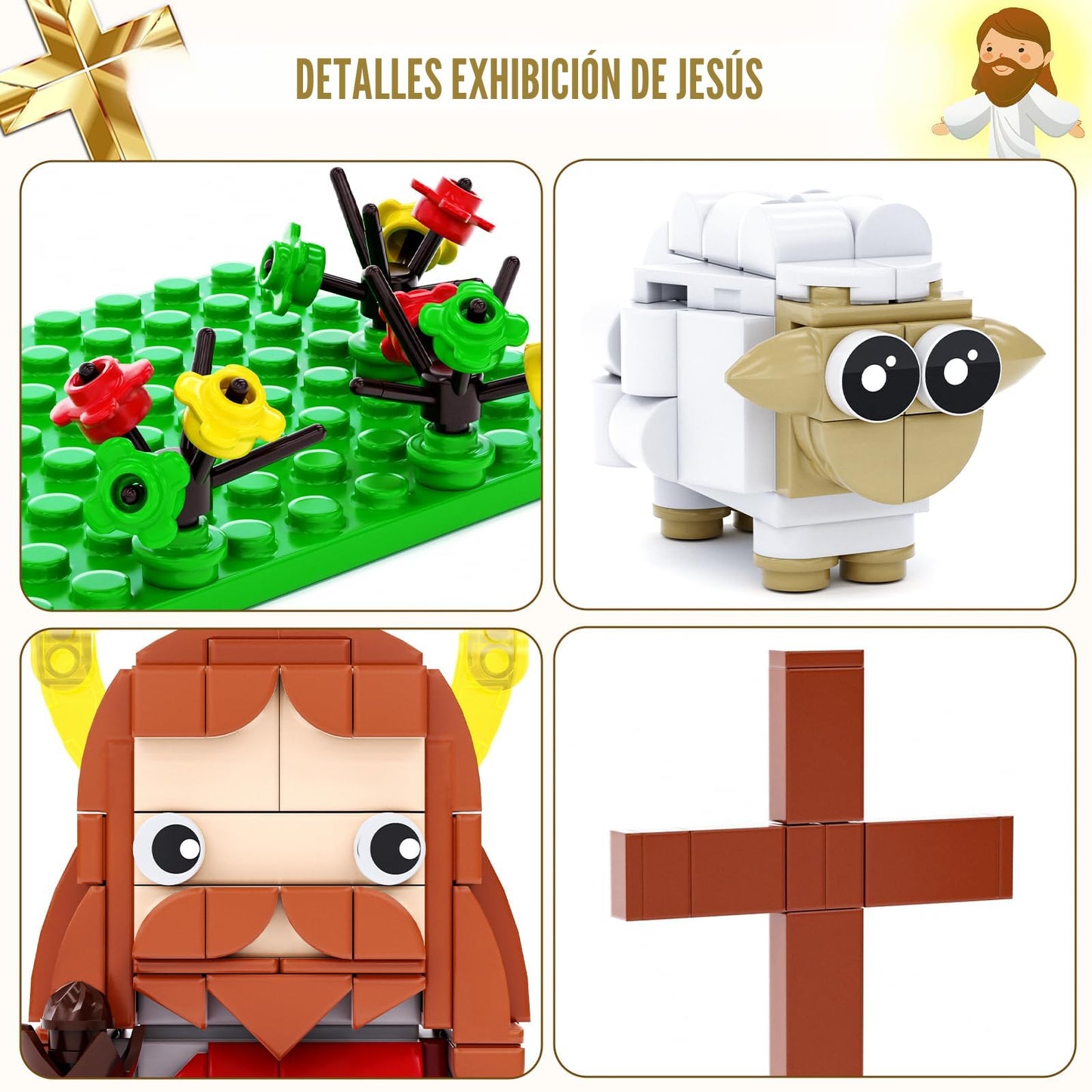 Set de Construcción de Jesús y Virgen María, Compatible con Figuras de Jesús de Lego