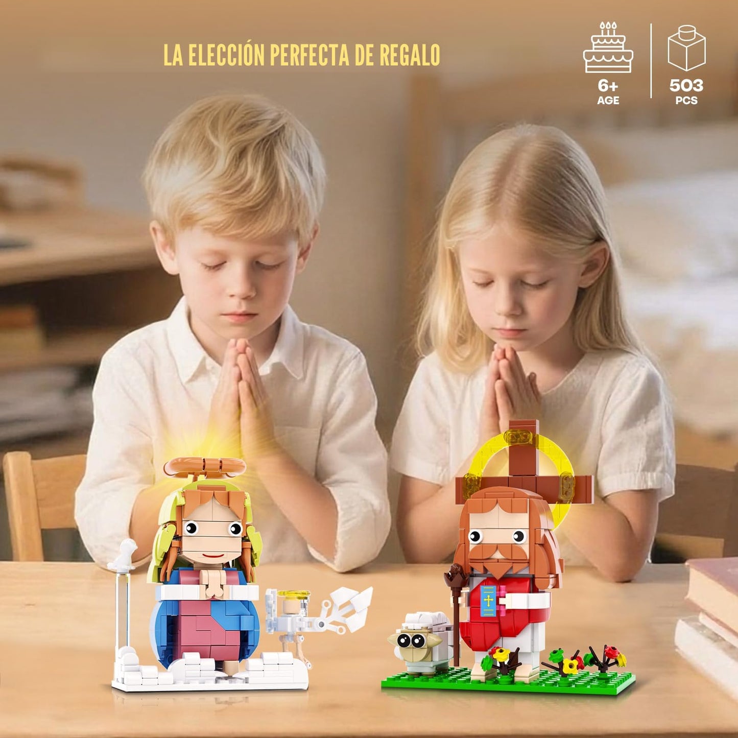 Set de Construcción de Jesús y Virgen María, Compatible con Figuras de Jesús de Lego