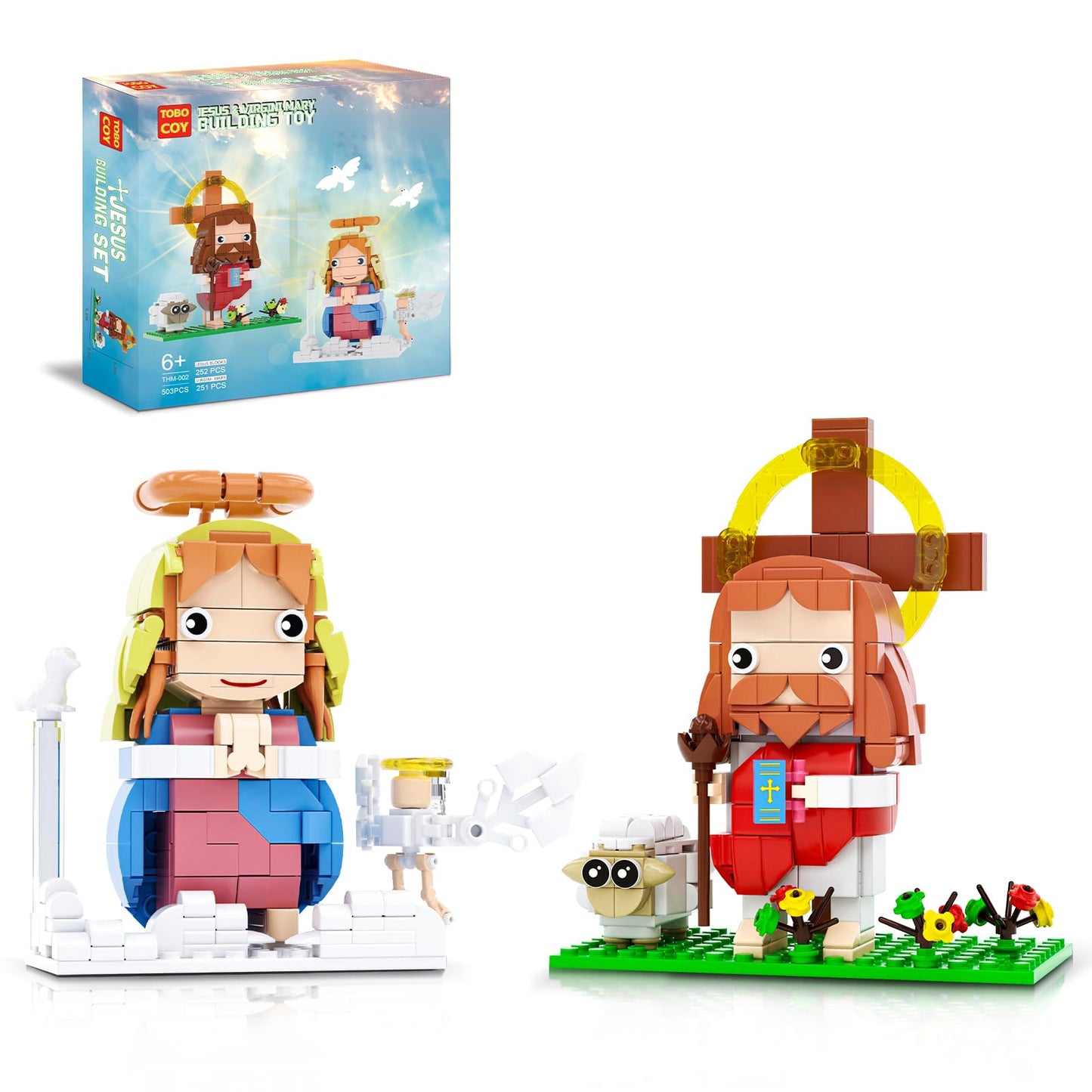 Set de Construcción de Jesús y Virgen María, Compatible con Figuras de Jesús de Lego