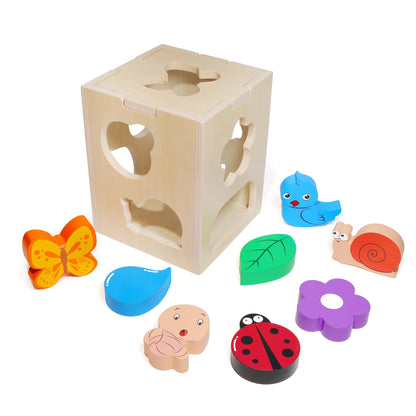 Juguete clasificador de formas de madera con 8 formas