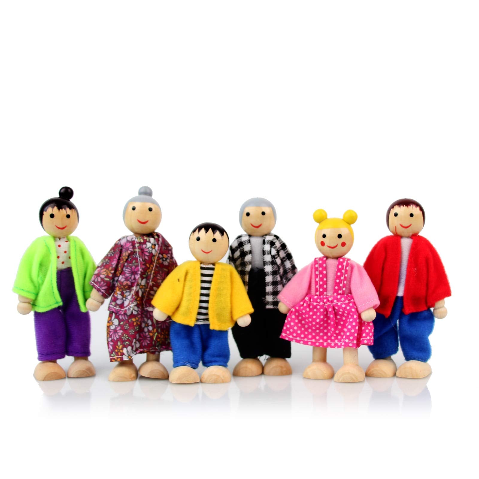 Personajes de disfraces familiares, abuelo, abuela, mamá, papá, niño y niña