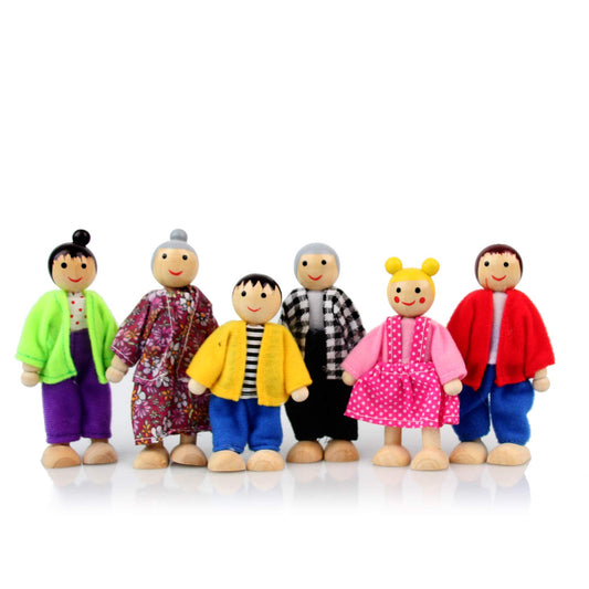 Personajes de disfraces familiares, abuelo, abuela, mamá, papá, niño y niña