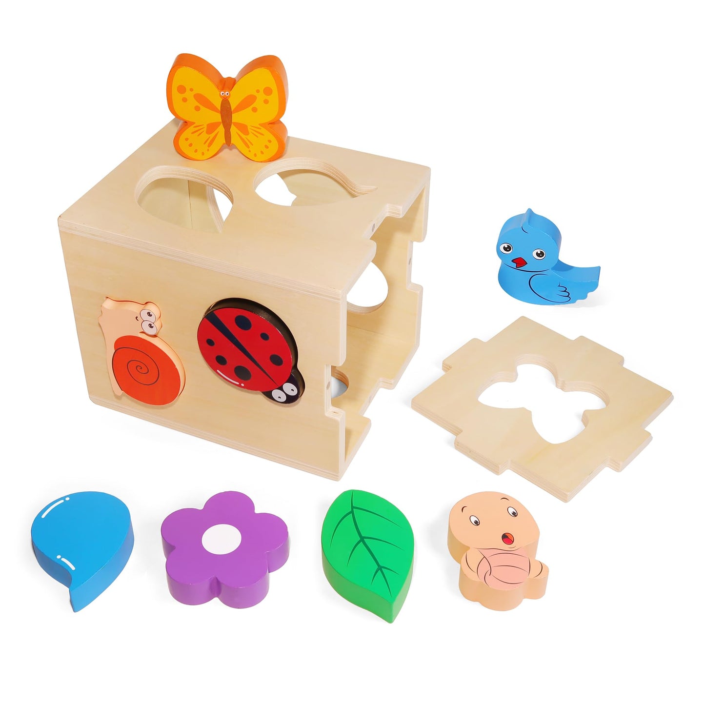 Juguete clasificador de formas de madera con 8 formas