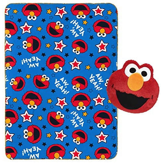 Jay Franco Sesame Street Elmo Almohada de Felpa y Manta para Sofá de 40" Pulgadas x 50" Pulgadas