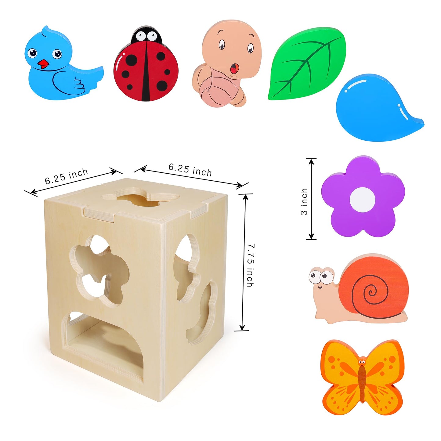 Juguete clasificador de formas de madera con 8 formas