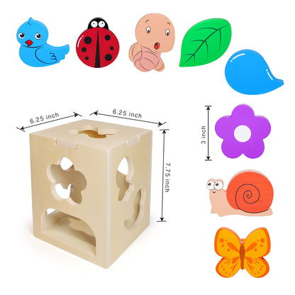 Juguete clasificador de formas de madera con 8 formas
