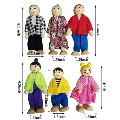 Personajes de disfraces familiares, abuelo, abuela, mamá, papá, niño y niña