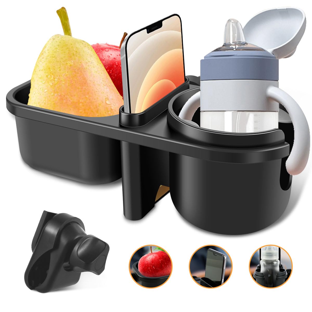 Bandeja para refrigerios 3 en 1 para cochecito con portavasos