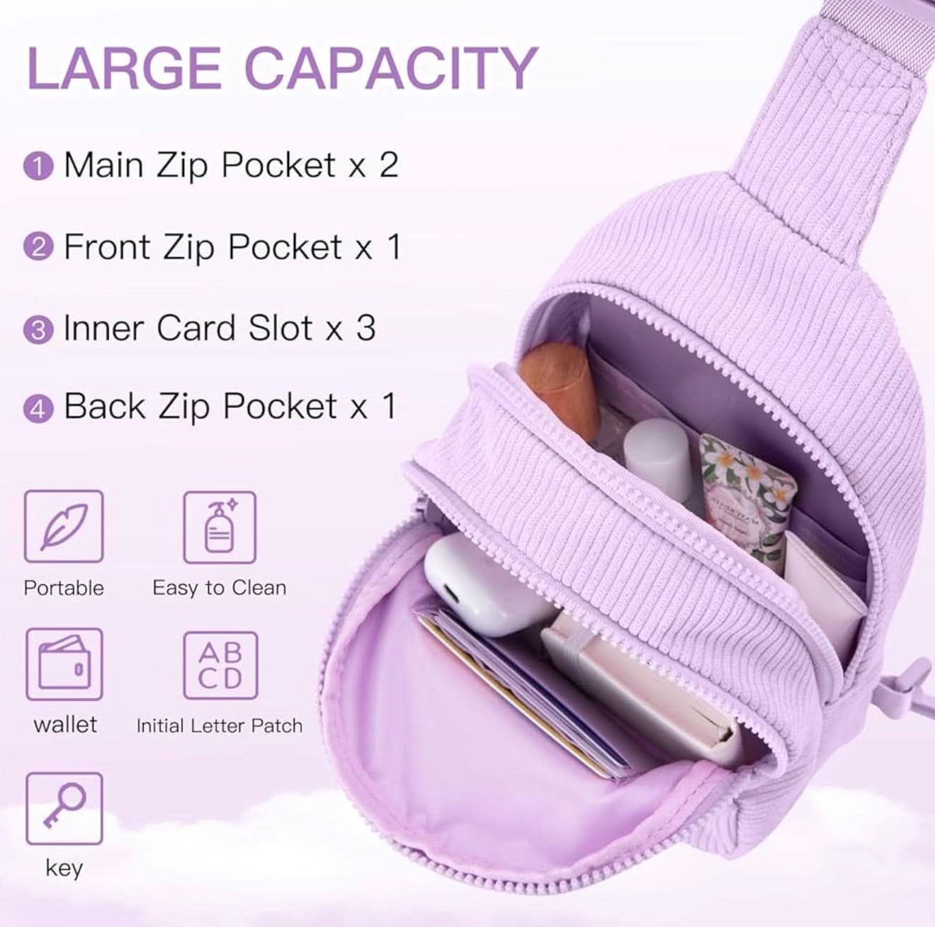 Cangurera pequeña de pana con inicial