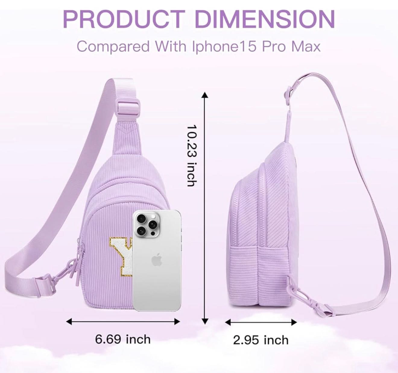 Cangurera pequeña de pana con inicial