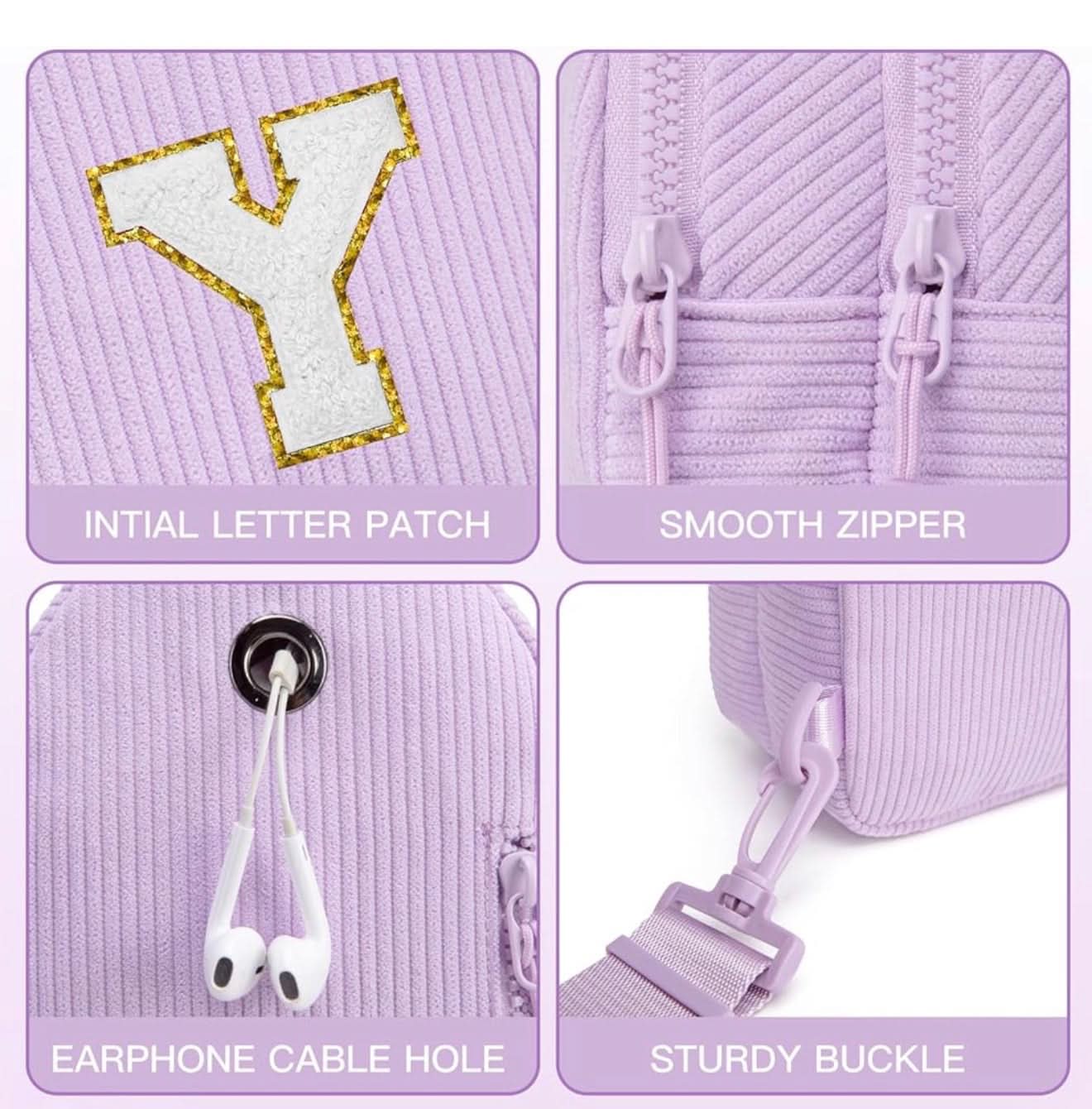 Cangurera pequeña de pana con inicial