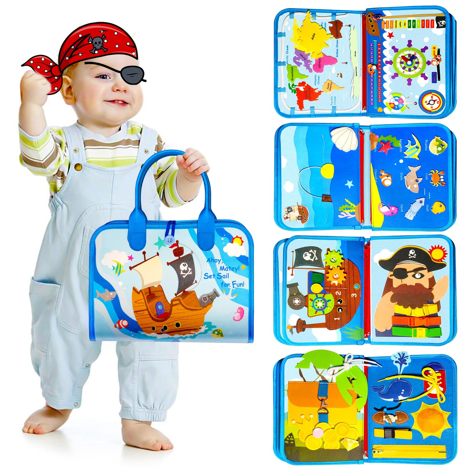 Tablero de actividades para niños pequeños 8 en 1