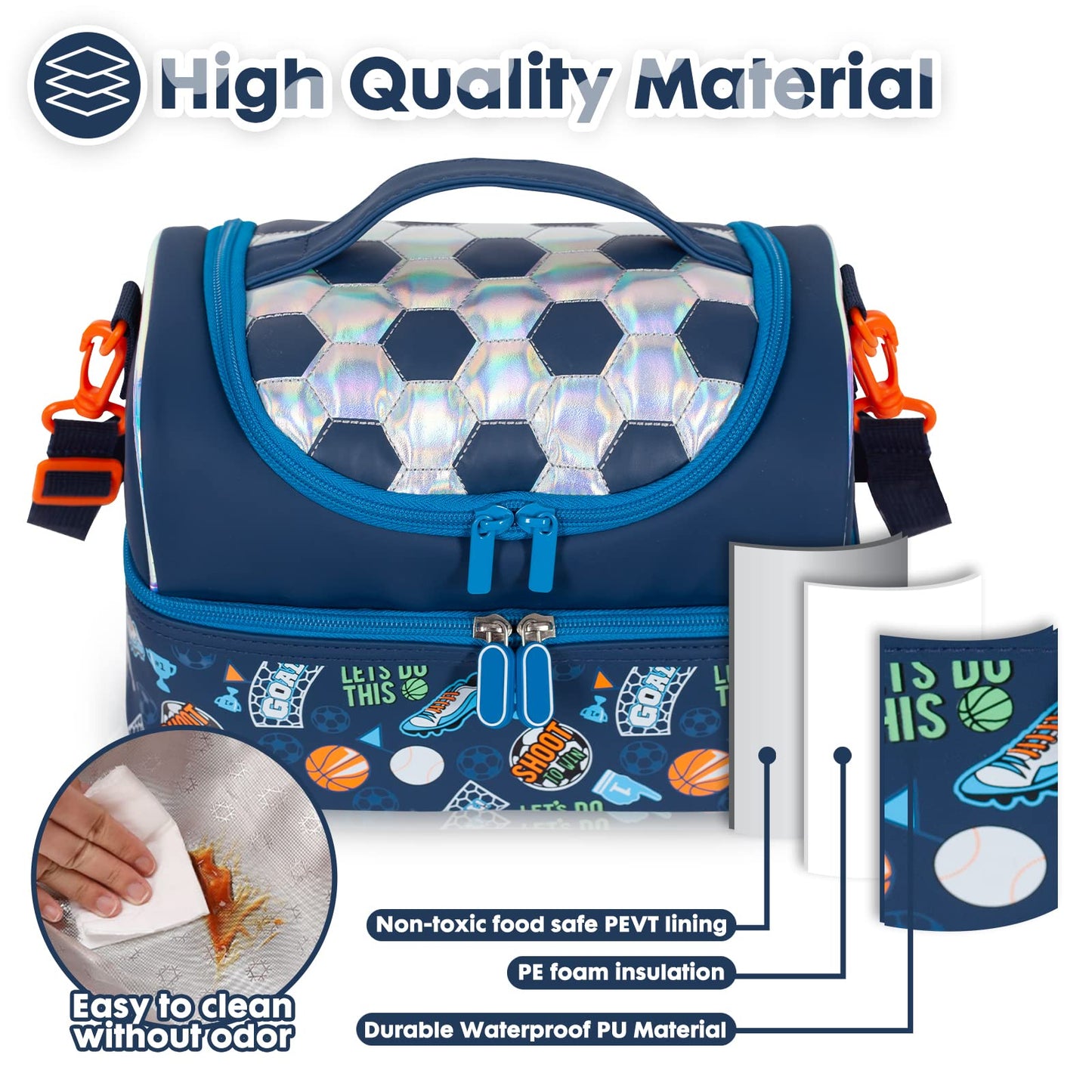 Bolsa de almuerzo aislada de doble piso para niños