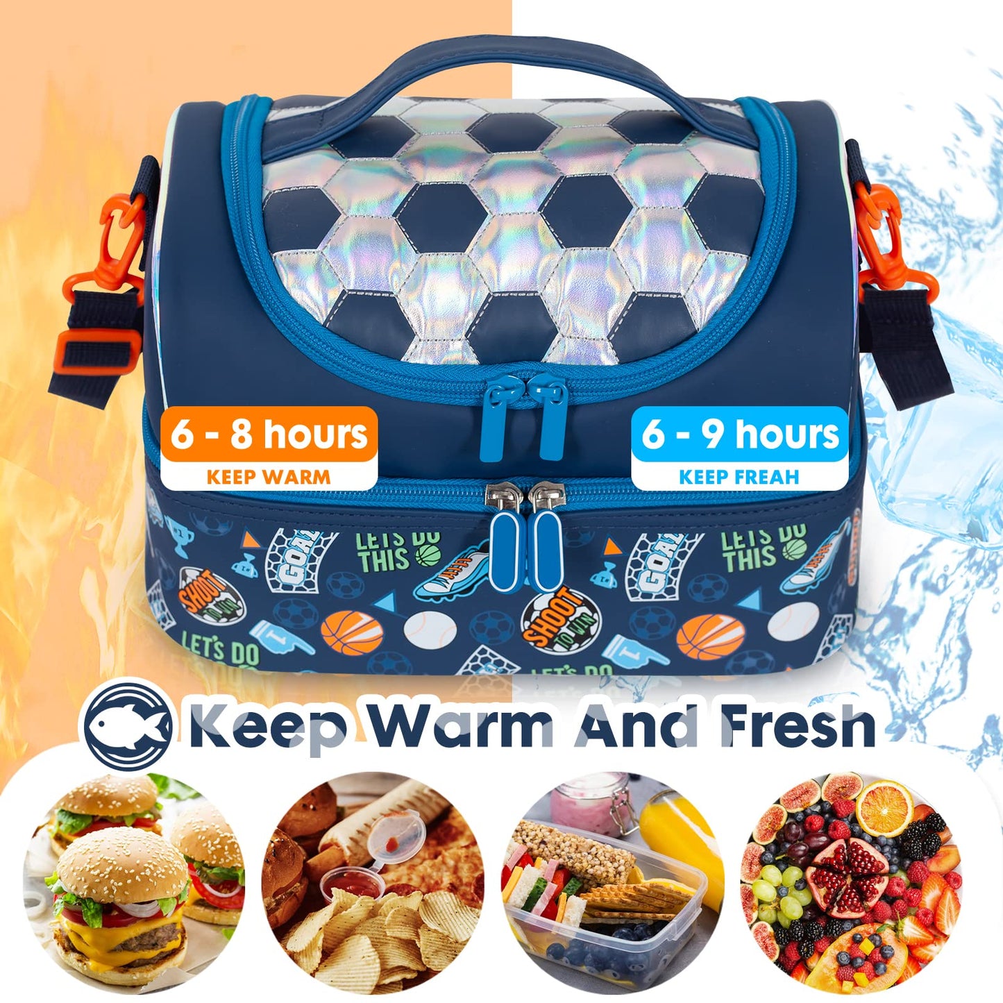 Bolsa de almuerzo aislada de doble piso para niños