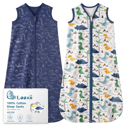 Looxii Saco de dormir para bebé de 0.5 TOG, 100% algodón, 6-12 meses
