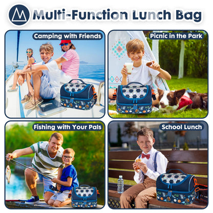 Bolsa de almuerzo aislada de doble piso para niños