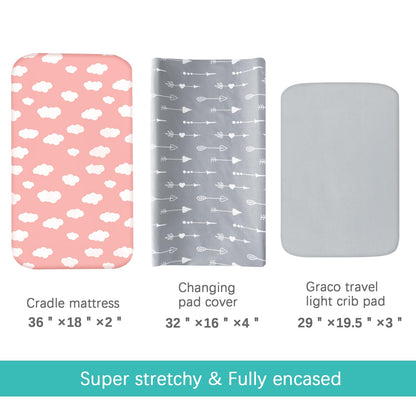 Funda para cambiador, paquete de 4 fundas para cambiador de pañales, sábanas ajustables para cambiador de bebé de 32 x 16 pulgadas