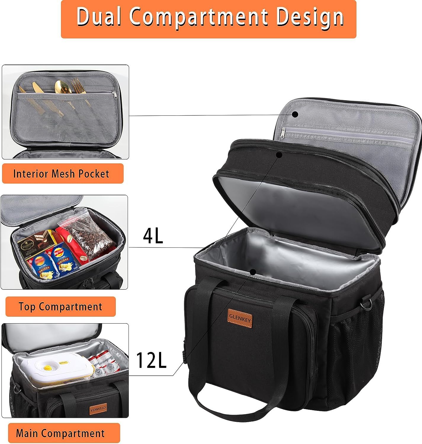 GLENKEY Lonchera grande con aislamiento expandible