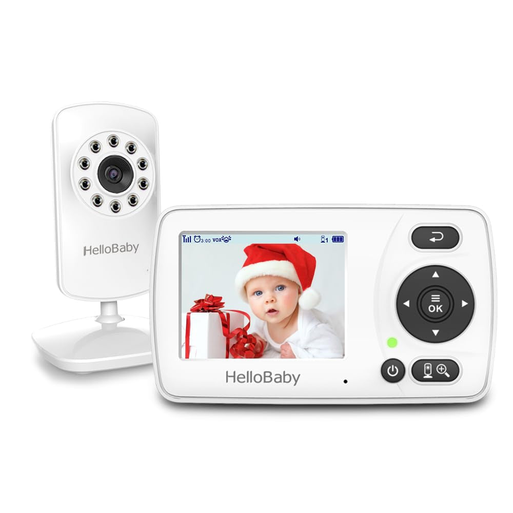 HelloBaby Monitor con cámara y audio, monitor de bebé de video de largo alcance de 1000 pies, sin WiFi, visión nocturna