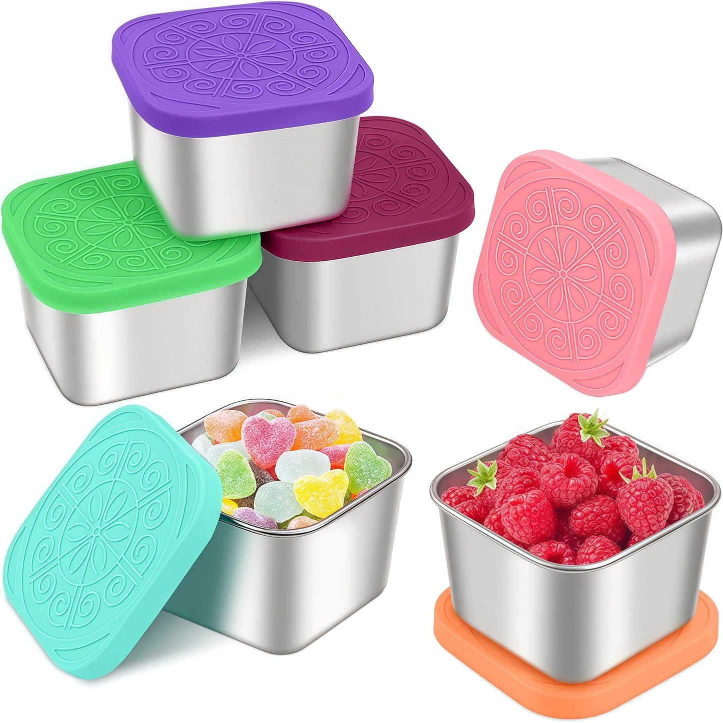 Sistema de almacenamiento con 6 recipientes de acero inoxidable 304 de 180 ml