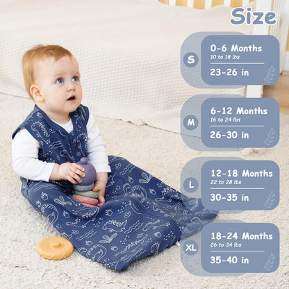 Looxii Saco de dormir para bebé de 0.5 TOG, 100% algodón, 6-12 meses