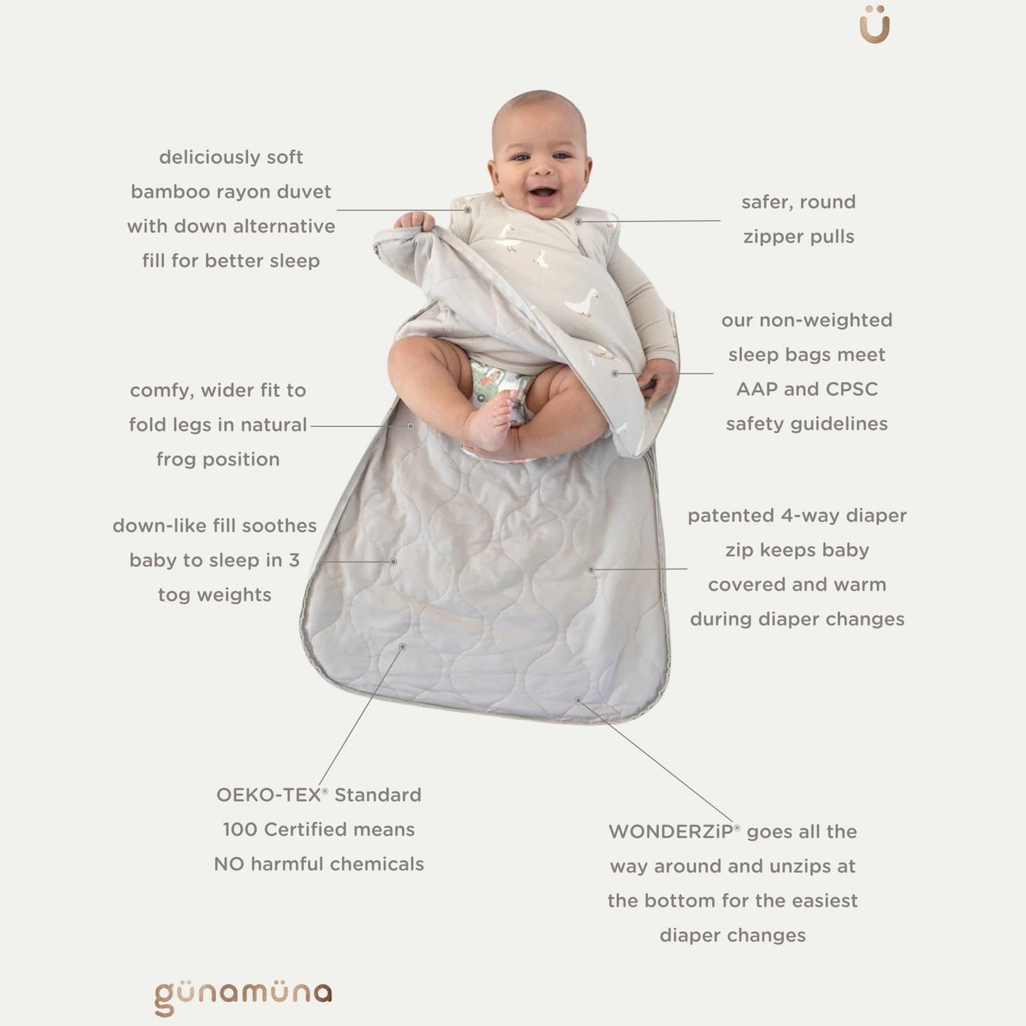 Sacos de dormir GUNAMUNA para bebés, 2.5tog, 18-24 meses