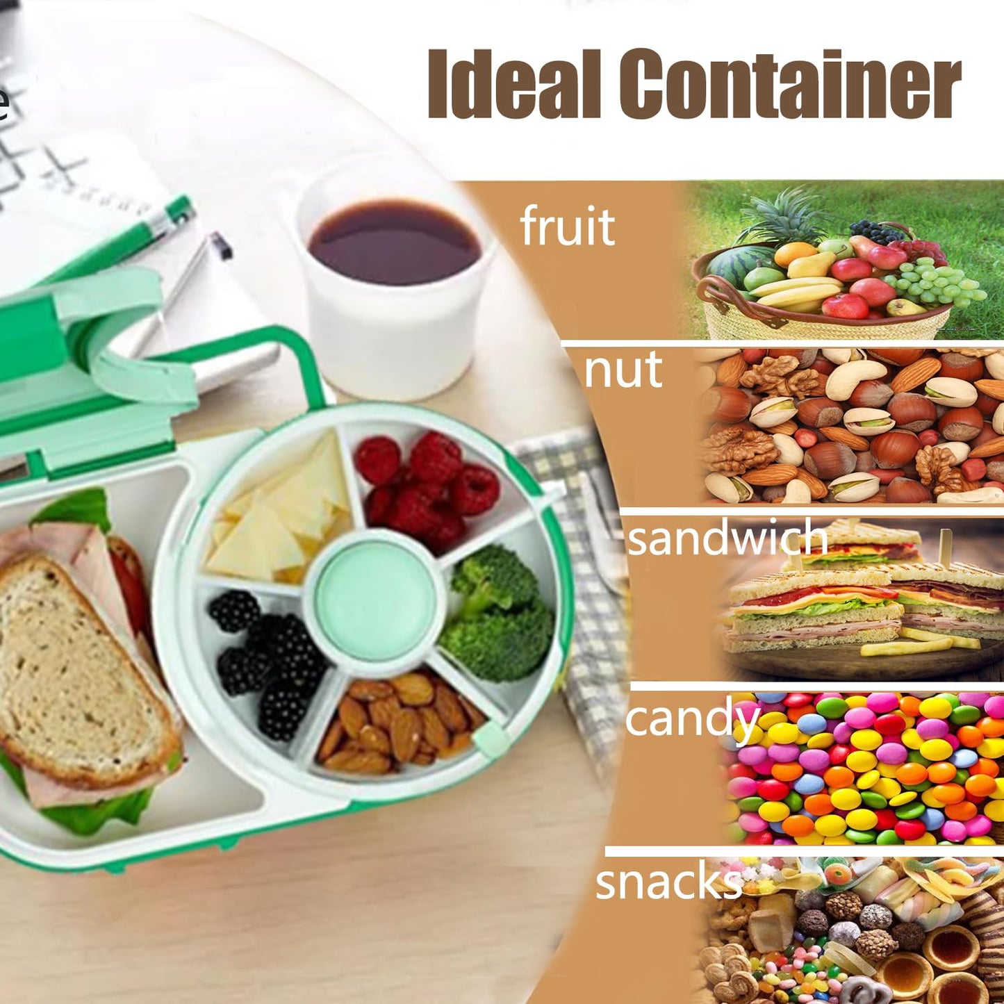 Fiambrera giratoria reutilizable y portátil