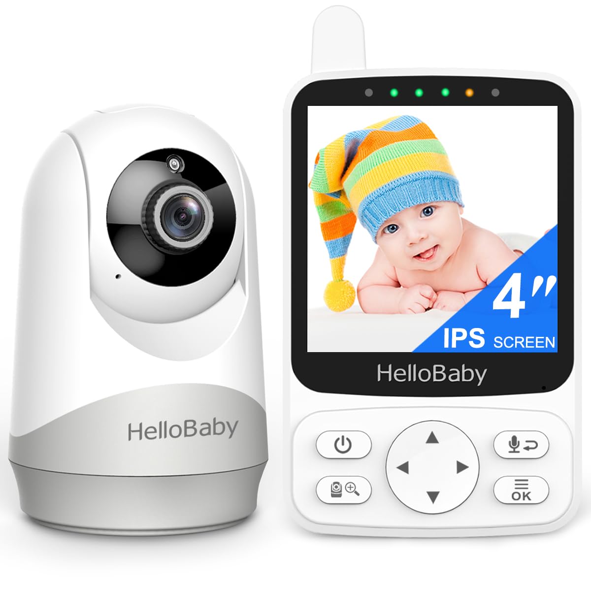 HelloBaby Monitor con batería de 29 horas de duración y pantalla IPS de 4 pulgadas, sin WiFi