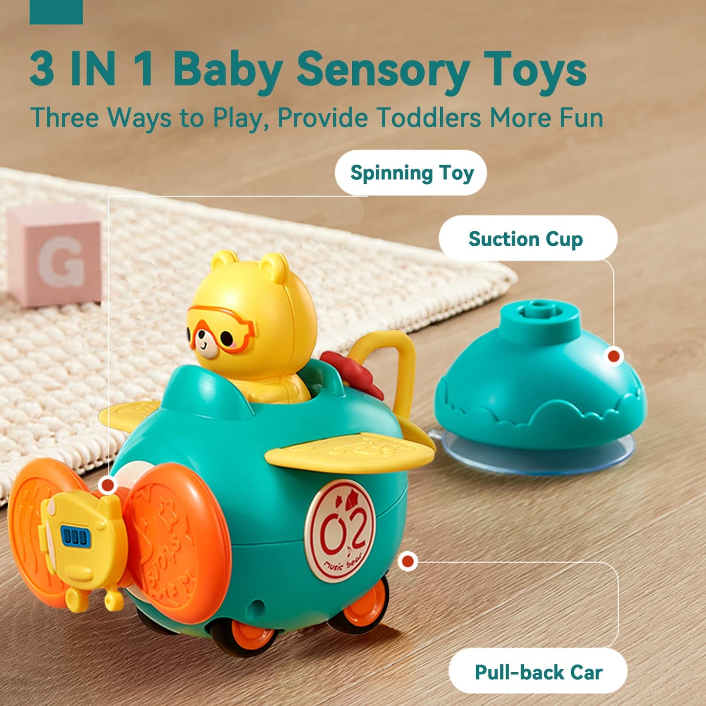 Set de juguetes con ventosa 3 en 1 para trona de BAKAM para bebés