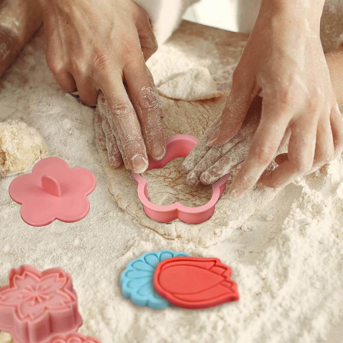 8 piezas de cortadores de galletas de flores 3D 8 estilos