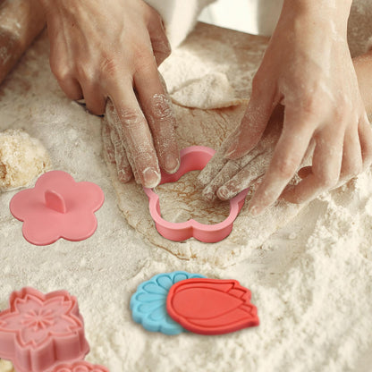 8 piezas de cortadores de galletas de flores 3D 8 estilos