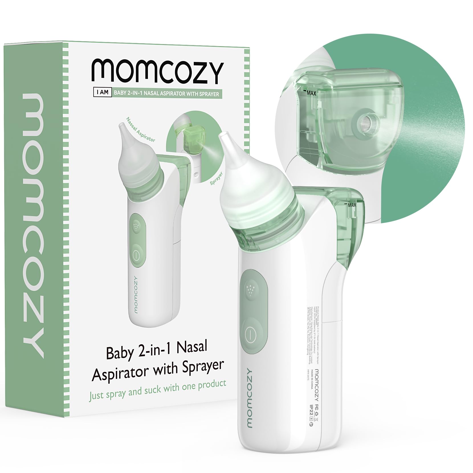 Momcozy Aspirador nasal 2 en 1 para bebés con spray nasal