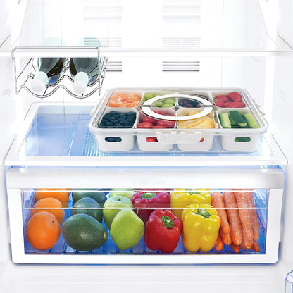 Bandeja para servir dividida con tapa y asa