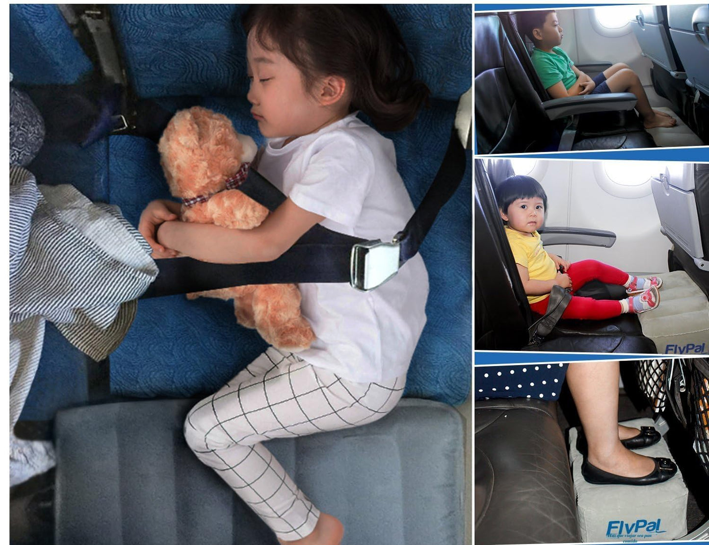 Flypal Almohada Inflable de Reposapiés, Cama de Avión para Niños