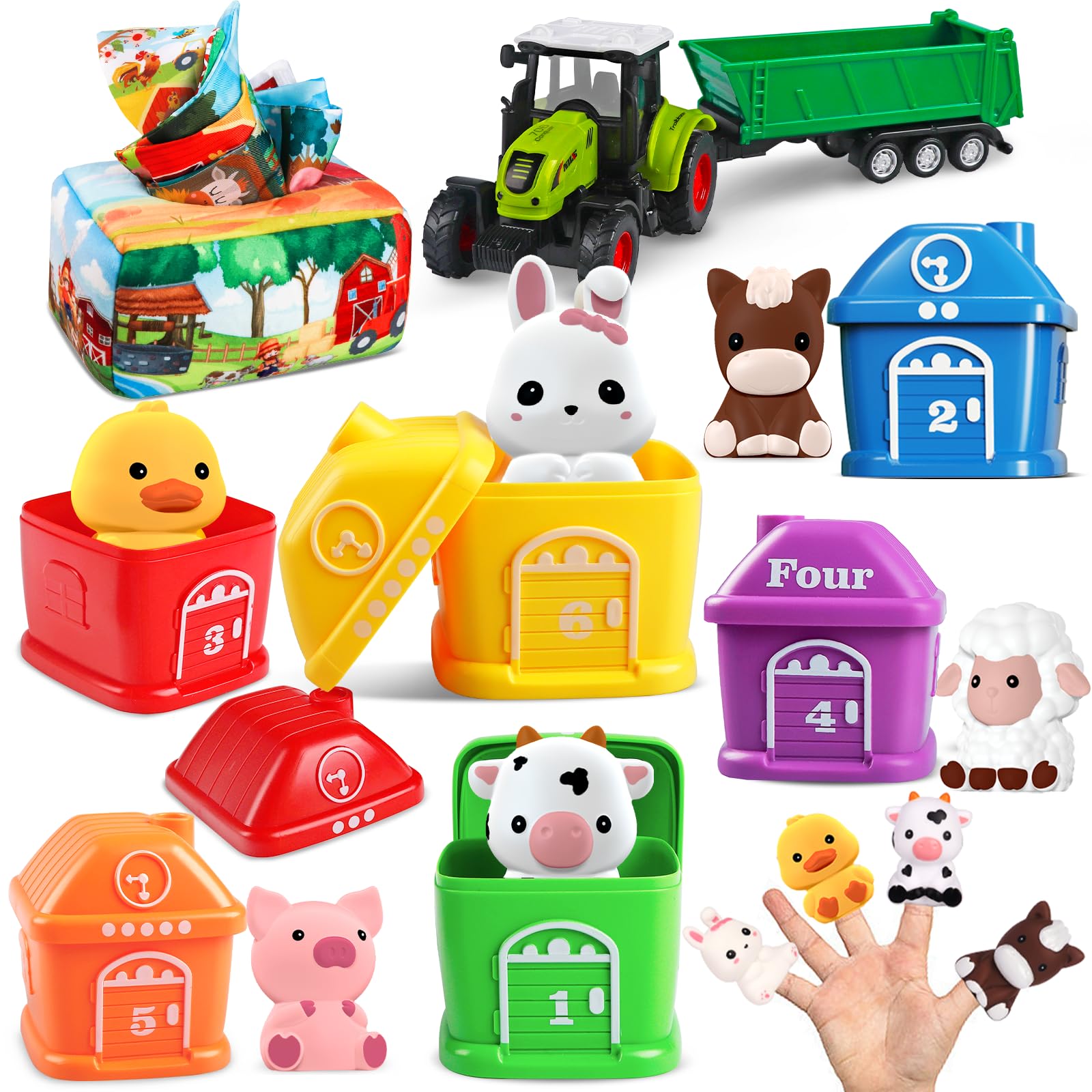 Weilim conteo Montessori, a juego, clasificación, juegos de motricidad fina, animales de granja, marionetas de dedo