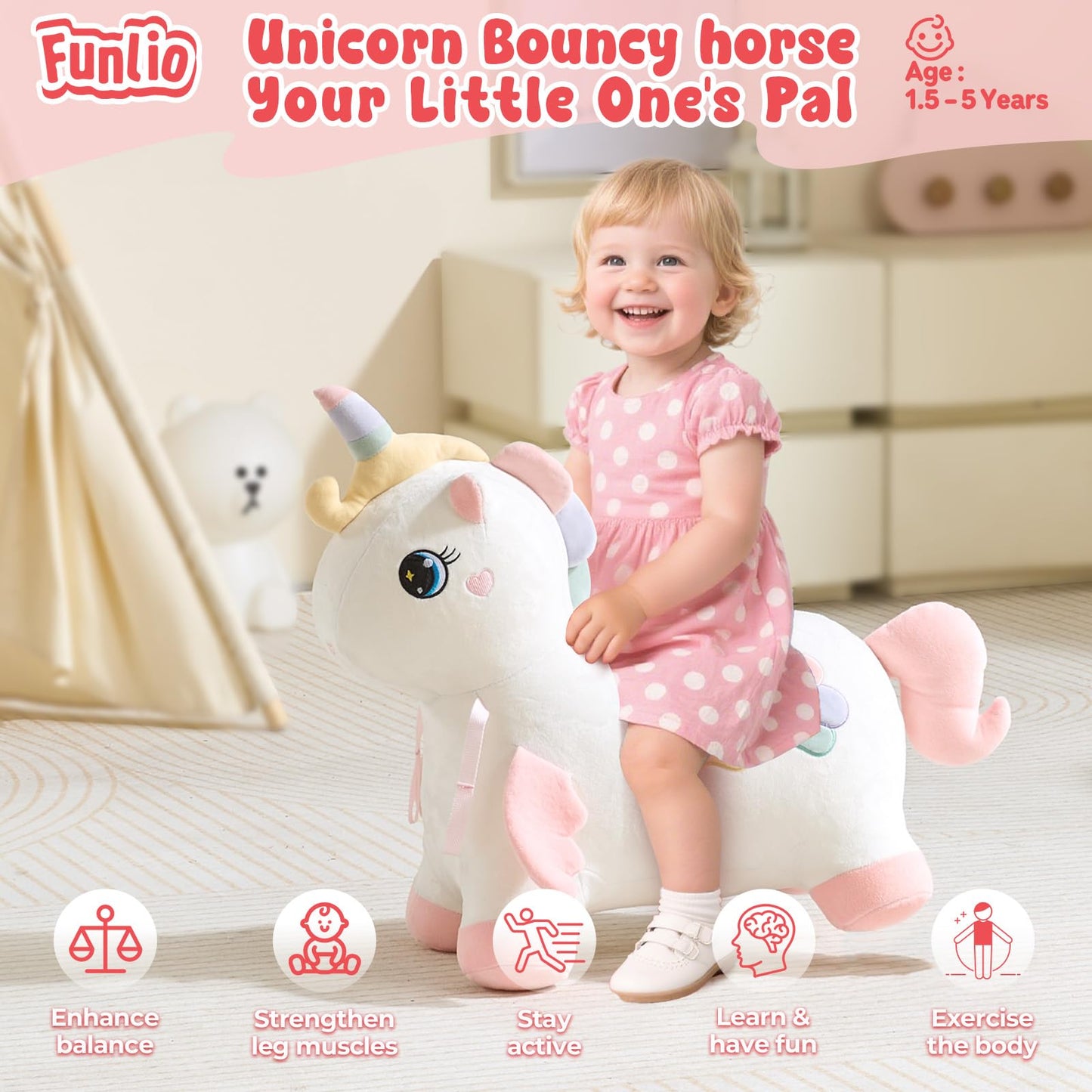 FUNLIO Caballo hinchable de unicornio