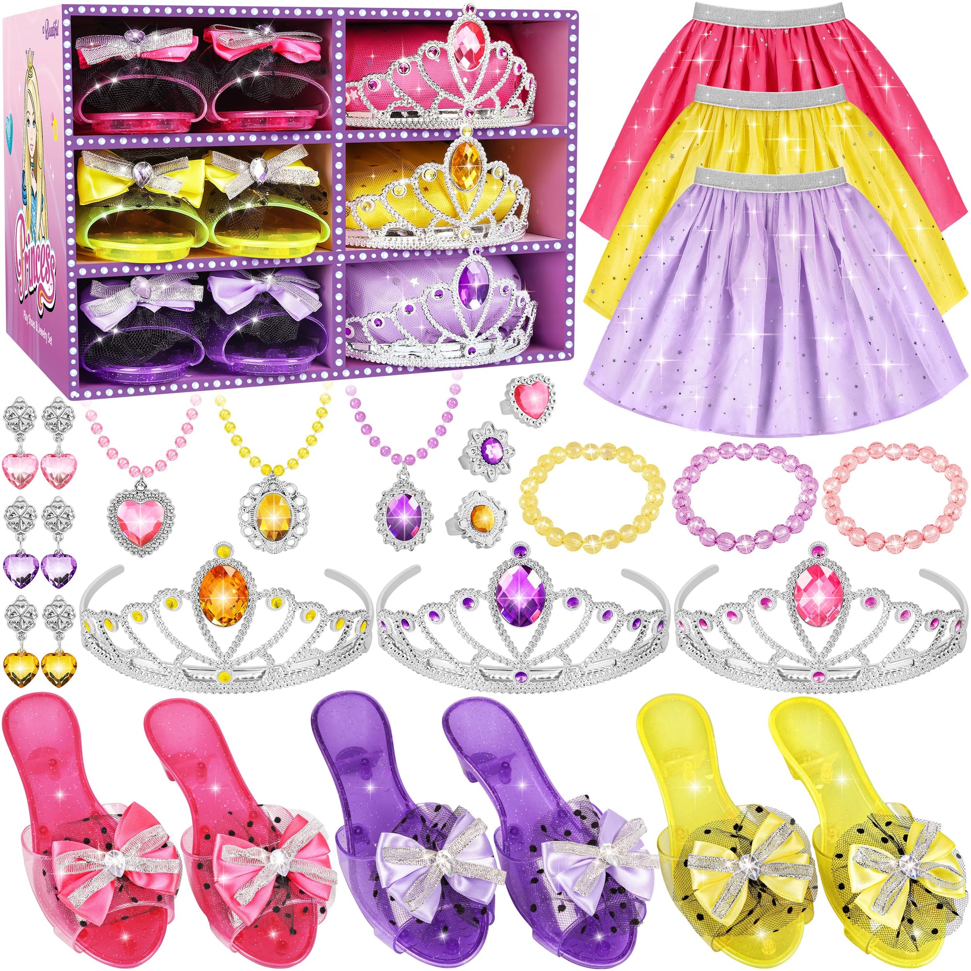 Princess Dress Up Toys & Jewelry Boutique - Conjunto de disfraces que incluye faldas y zapatos