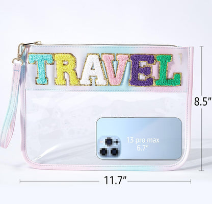 Bolsa transparente de chenilla con letras