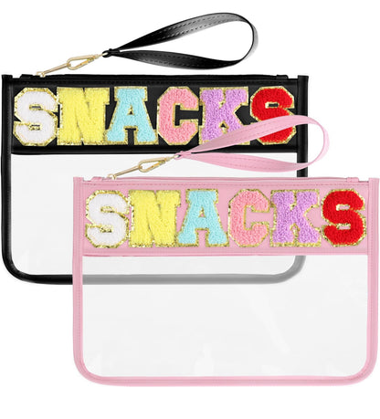 2 bolsas de felpilla transparente con letras