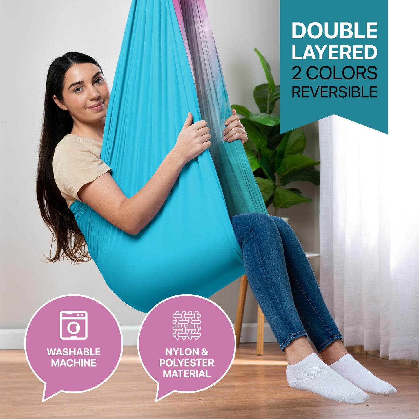 Columpio sensorial para niños (interior o exterior) – Soporta 300 libras