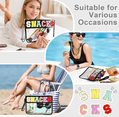 2 bolsas de felpilla transparente con letras