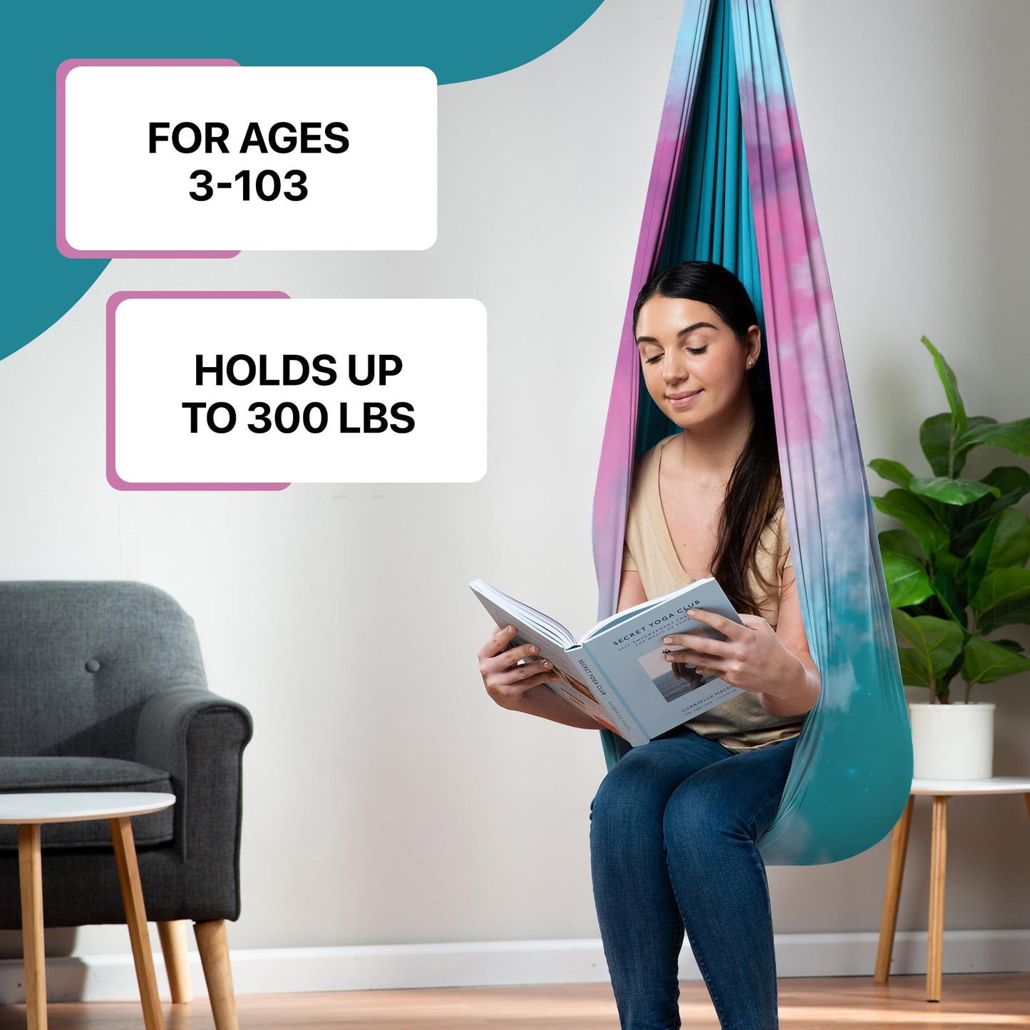 Columpio sensorial para niños (interior o exterior) – Soporta 300 libras