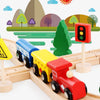 Juguetes de madera con vías de tren para niños pequeños, tren magnético de 33 piezas
