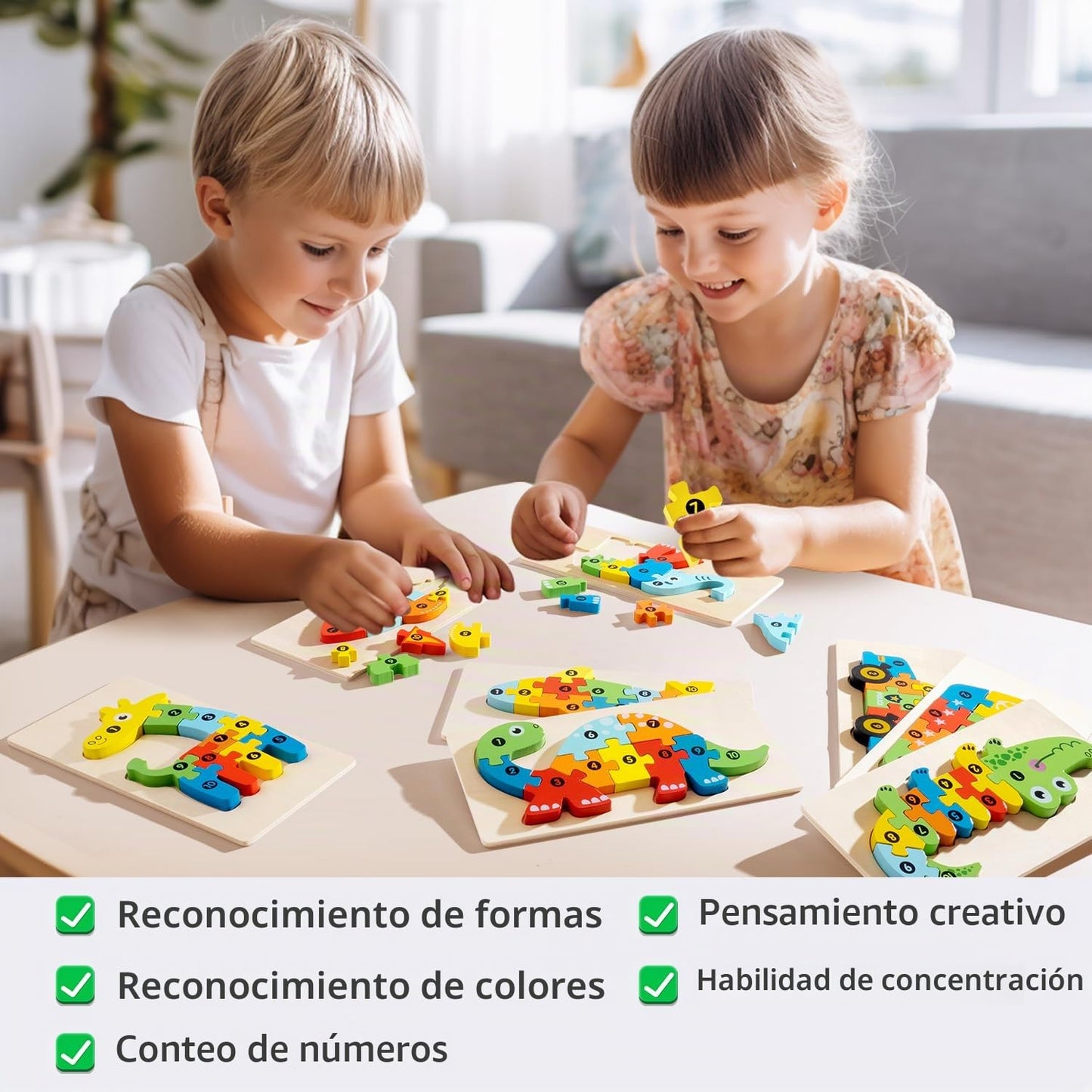 6 Pack Rompecabezas de Madera de Vehículos