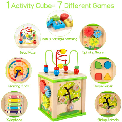 Cubo de actividades de madera 7 en 1 | Juguetes Montessori